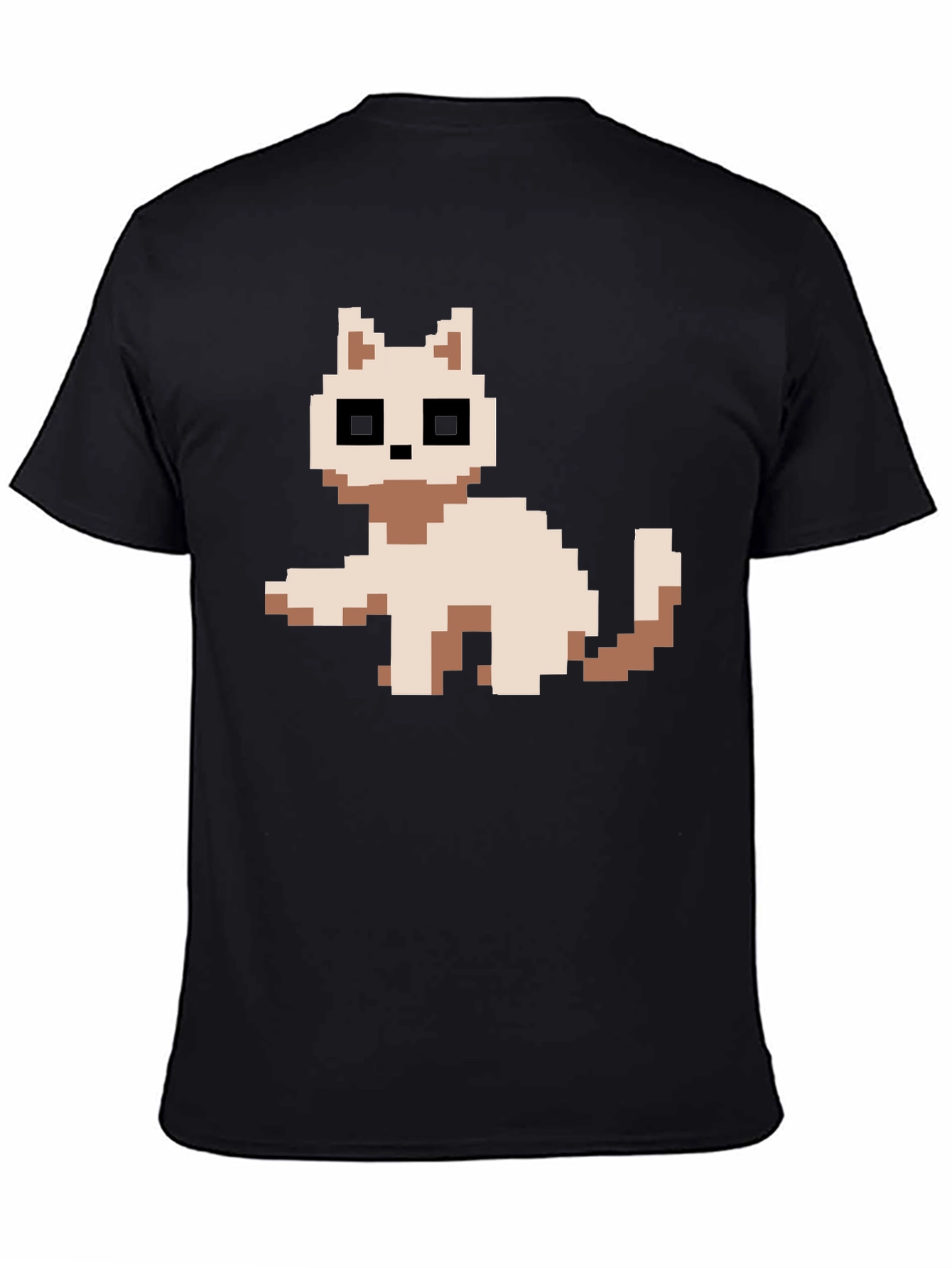 Pixel Cat Black T-Shirt - Retro Gaming Style
