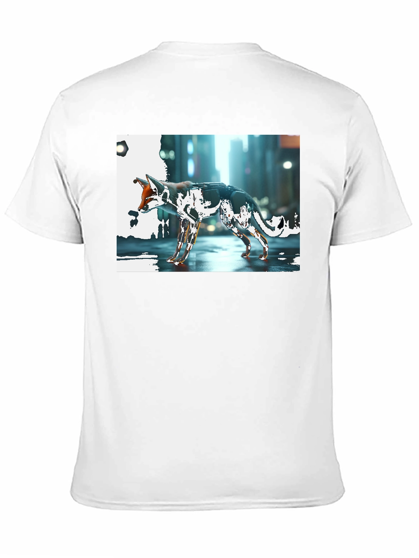 Cyberpunk Fox Graphic Black T-Shirt