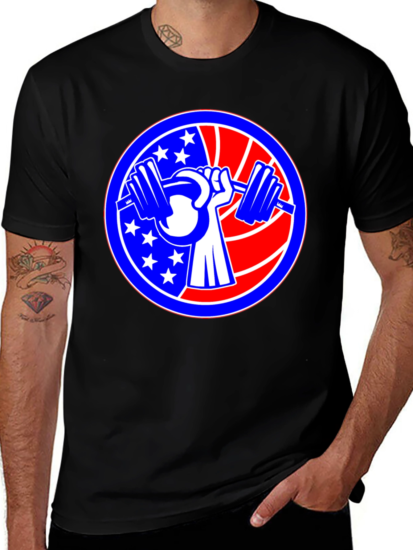 Patriotic Weightlifting Graphic T-Shirt