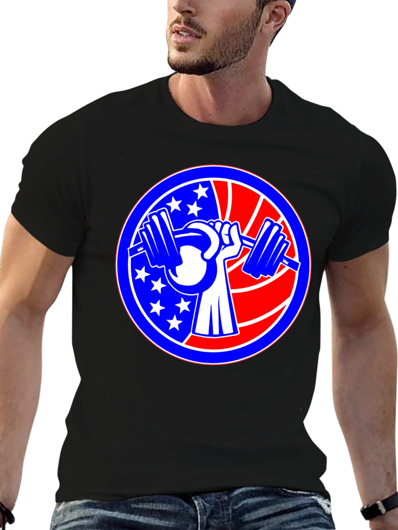 Patriotic Weightlifting Graphic T-Shirt