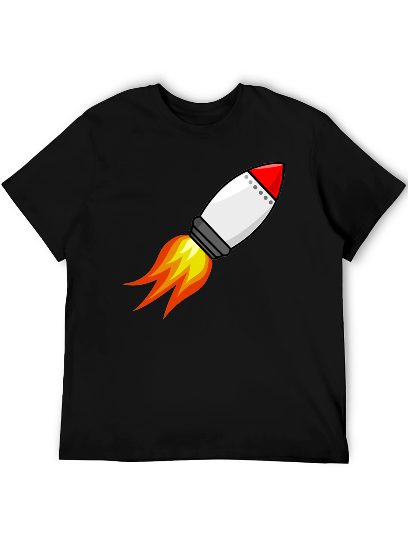 Rocket Launch Graphic Tee - Black Cotton T-Shirt
