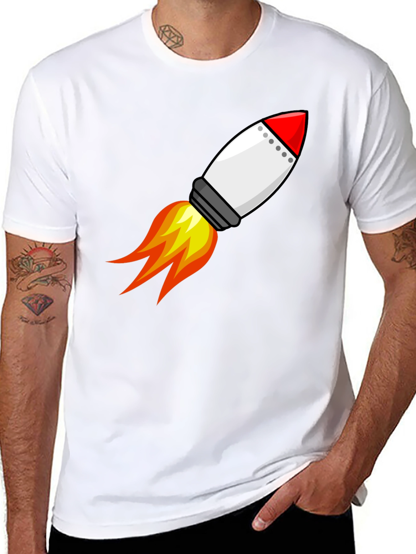 Rocket Launch Graphic Tee - Black Cotton T-Shirt