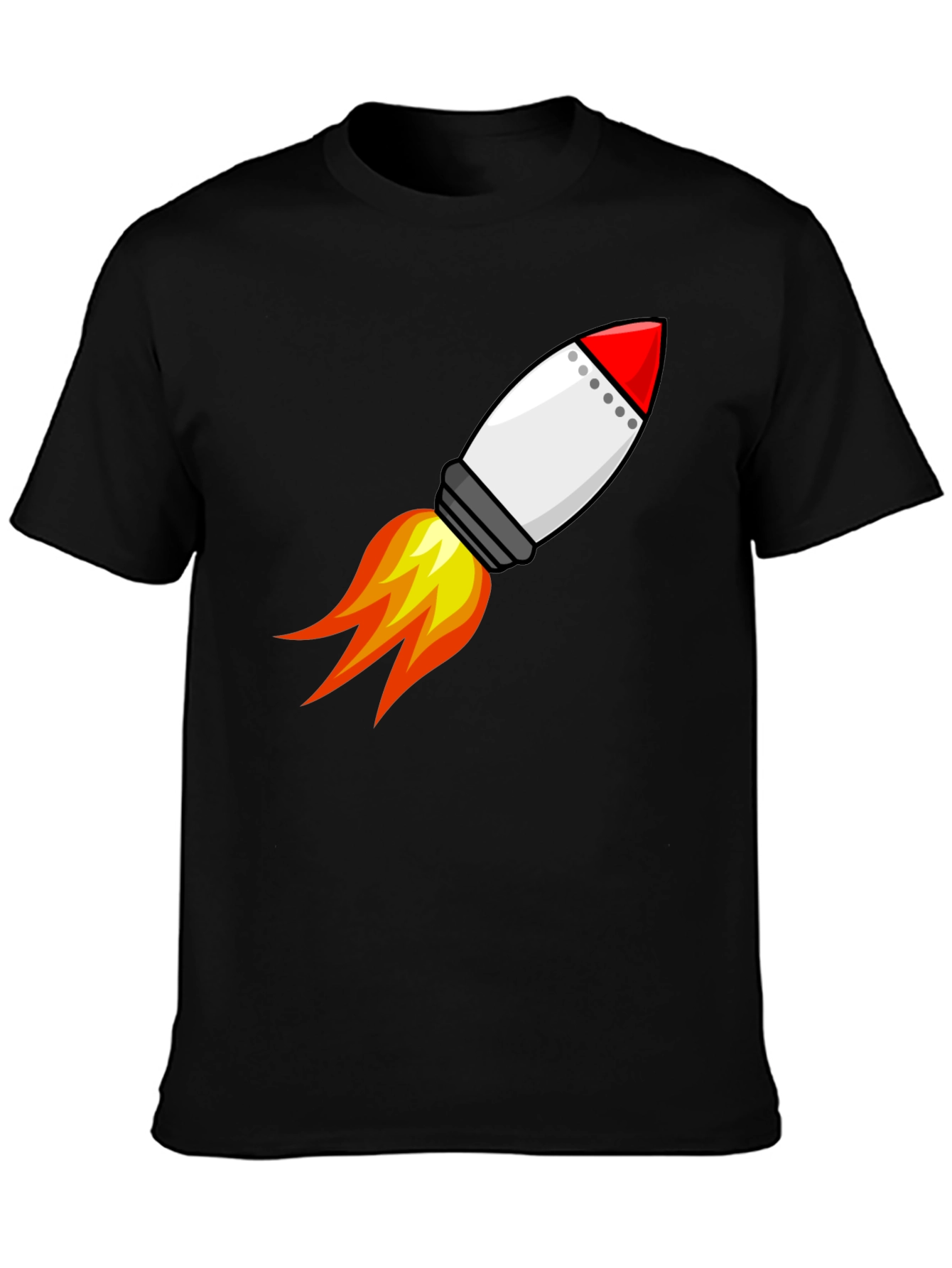 Rocket Launch Graphic Tee - Black Cotton T-Shirt