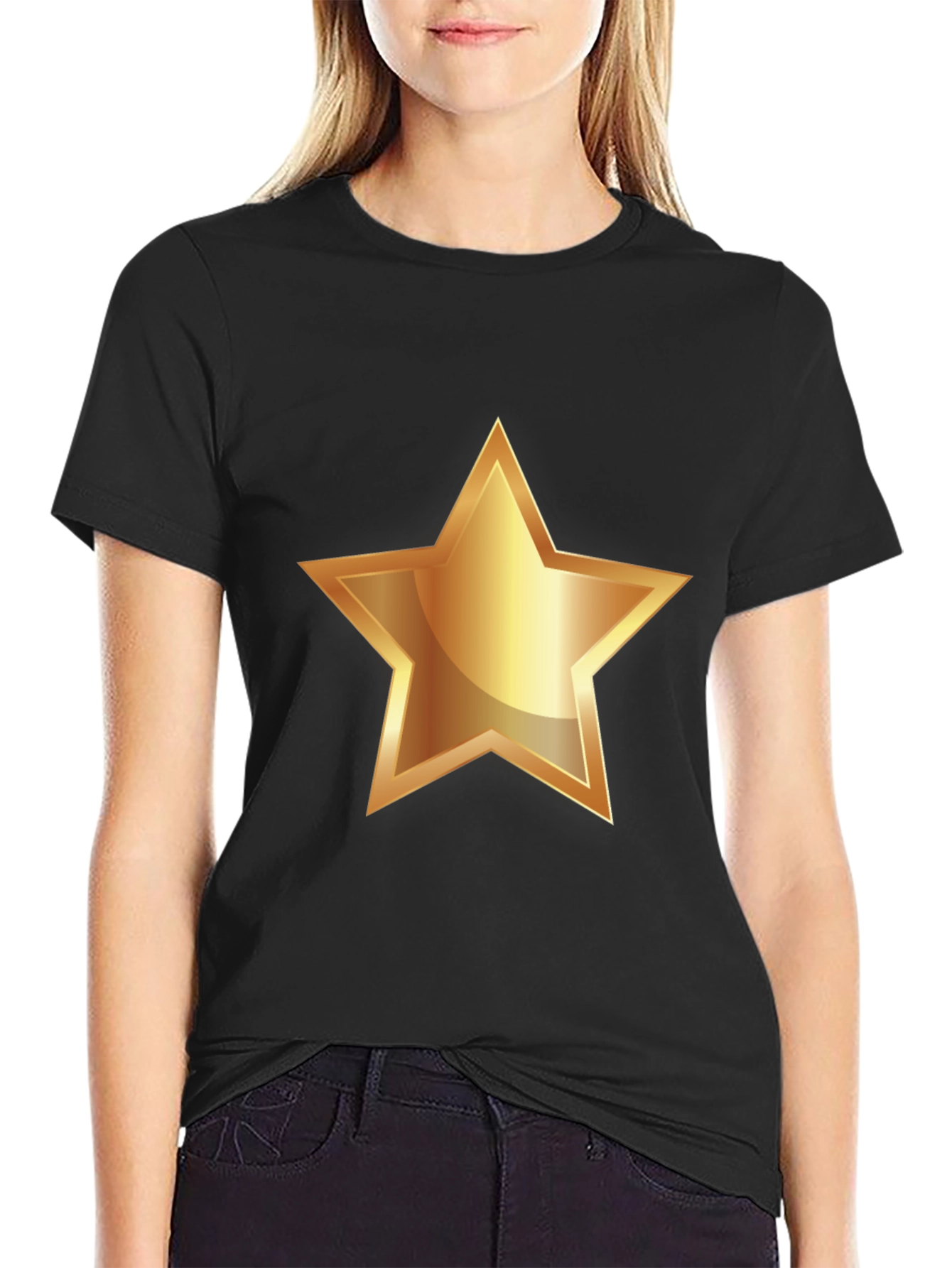 Gold Star Graphic Tee - Black