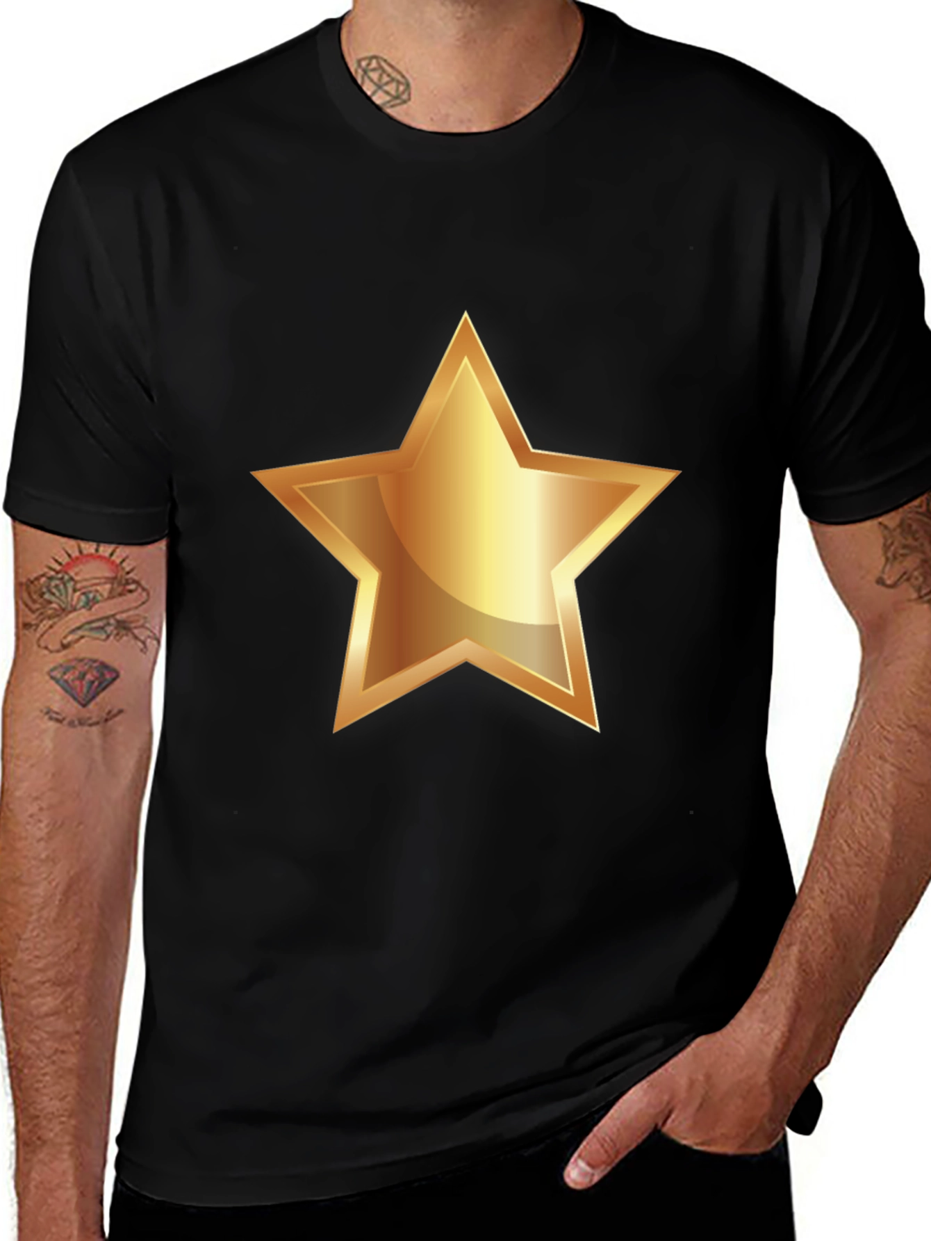 Gold Star Graphic Tee - Black