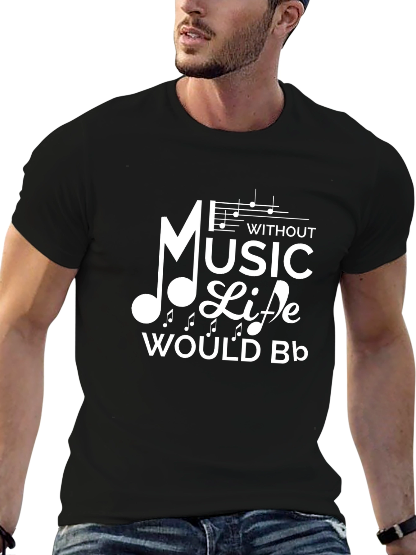 Music Life Graphic Tee - Black Cotton T-Shirt