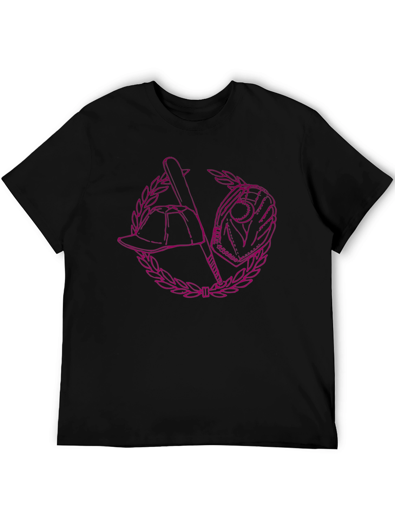 Baseball Graphic Tee - Black Cotton Blend Shirt