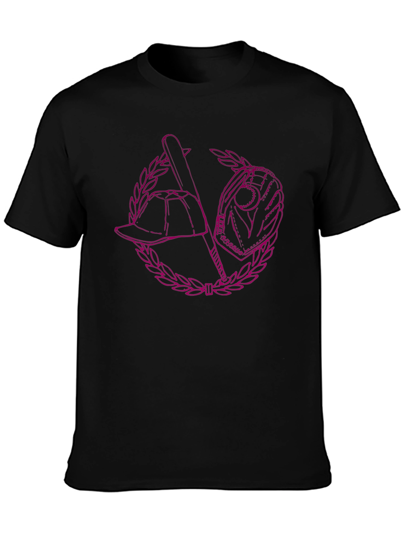 Baseball Graphic Tee - Black Cotton Blend Shirt