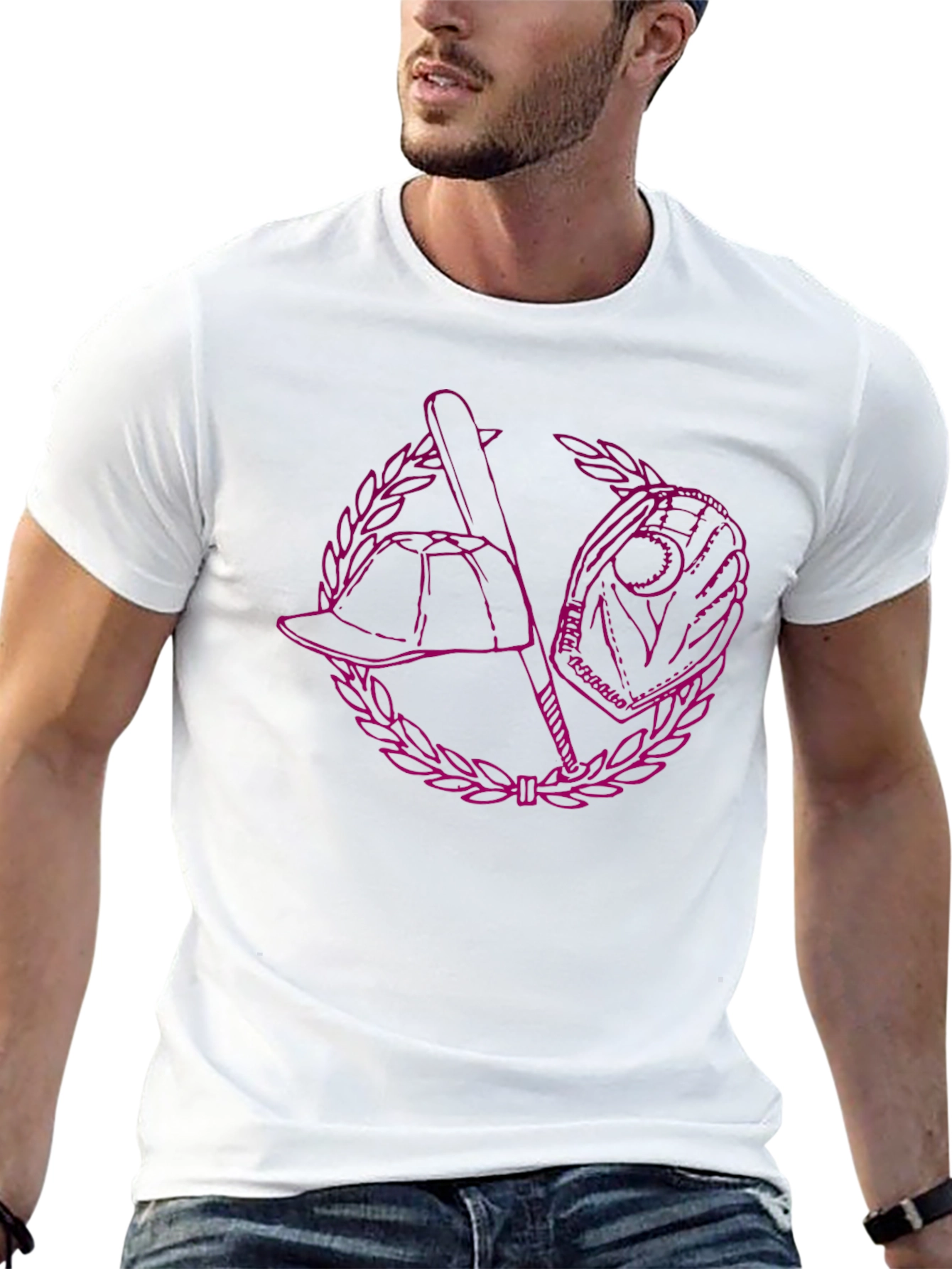 Baseball Graphic Tee - Black Cotton Blend Shirt