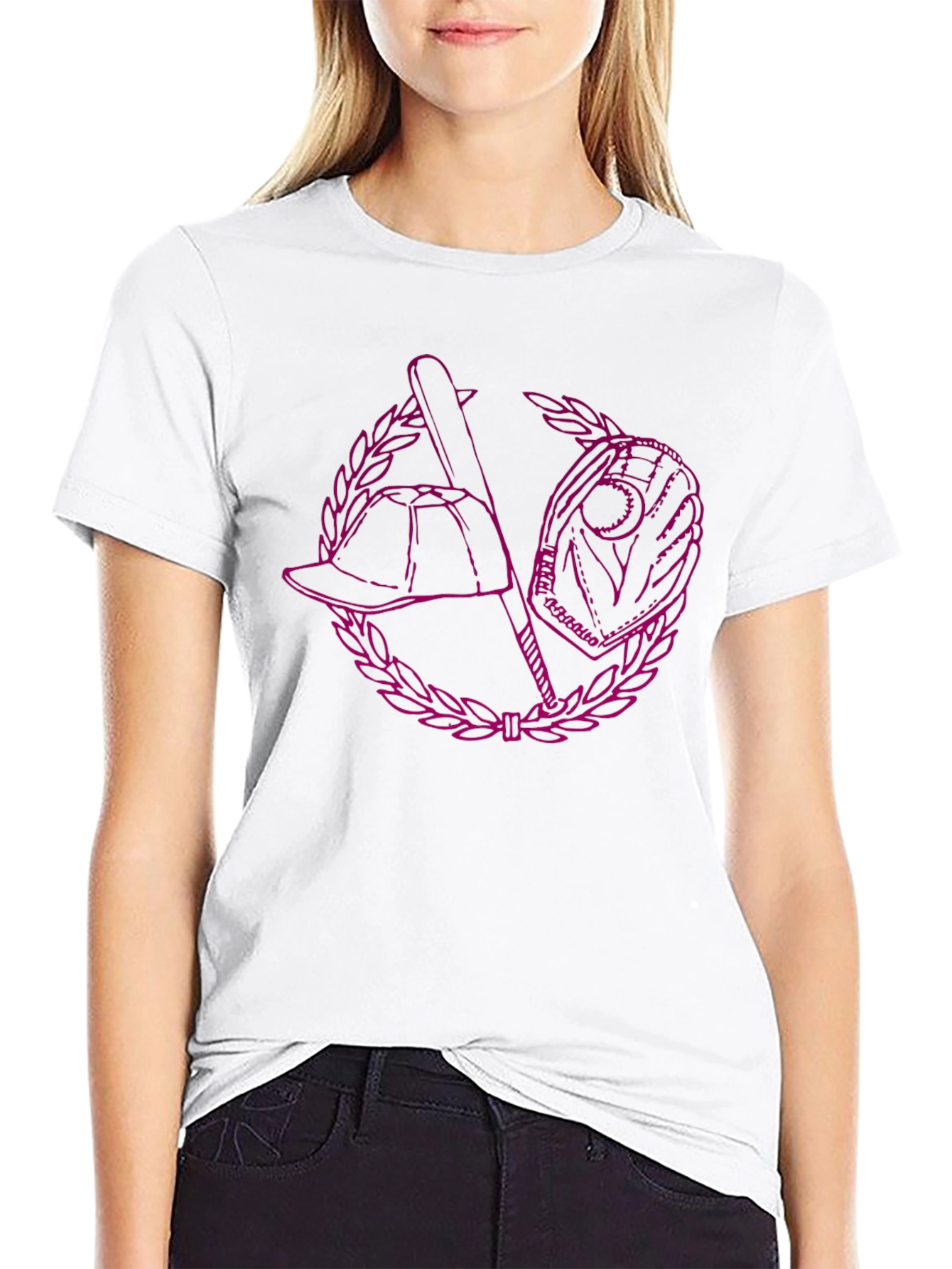 Baseball Graphic Tee - Black Cotton Blend Shirt