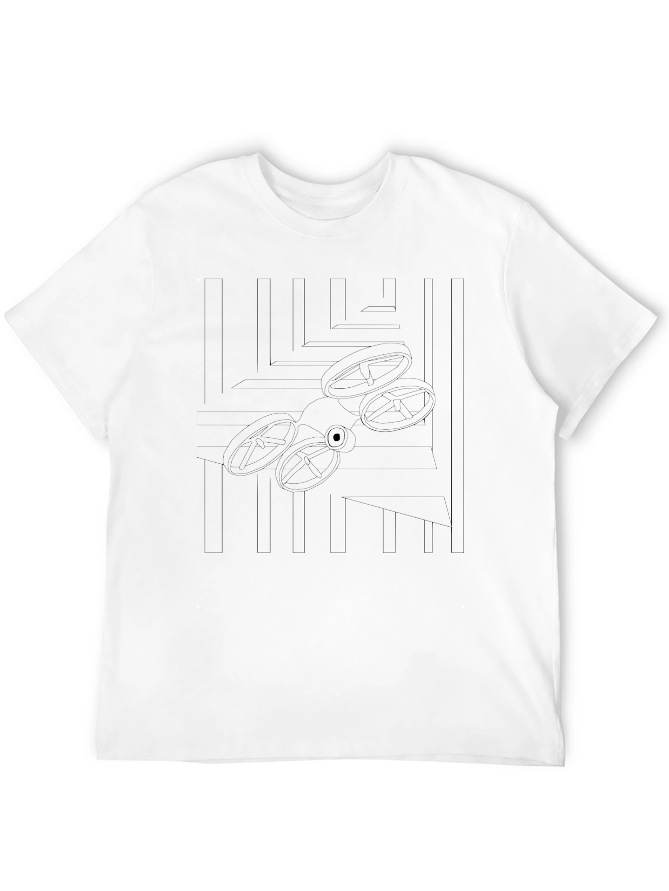 Geometric Drone Design Black T-Shirt