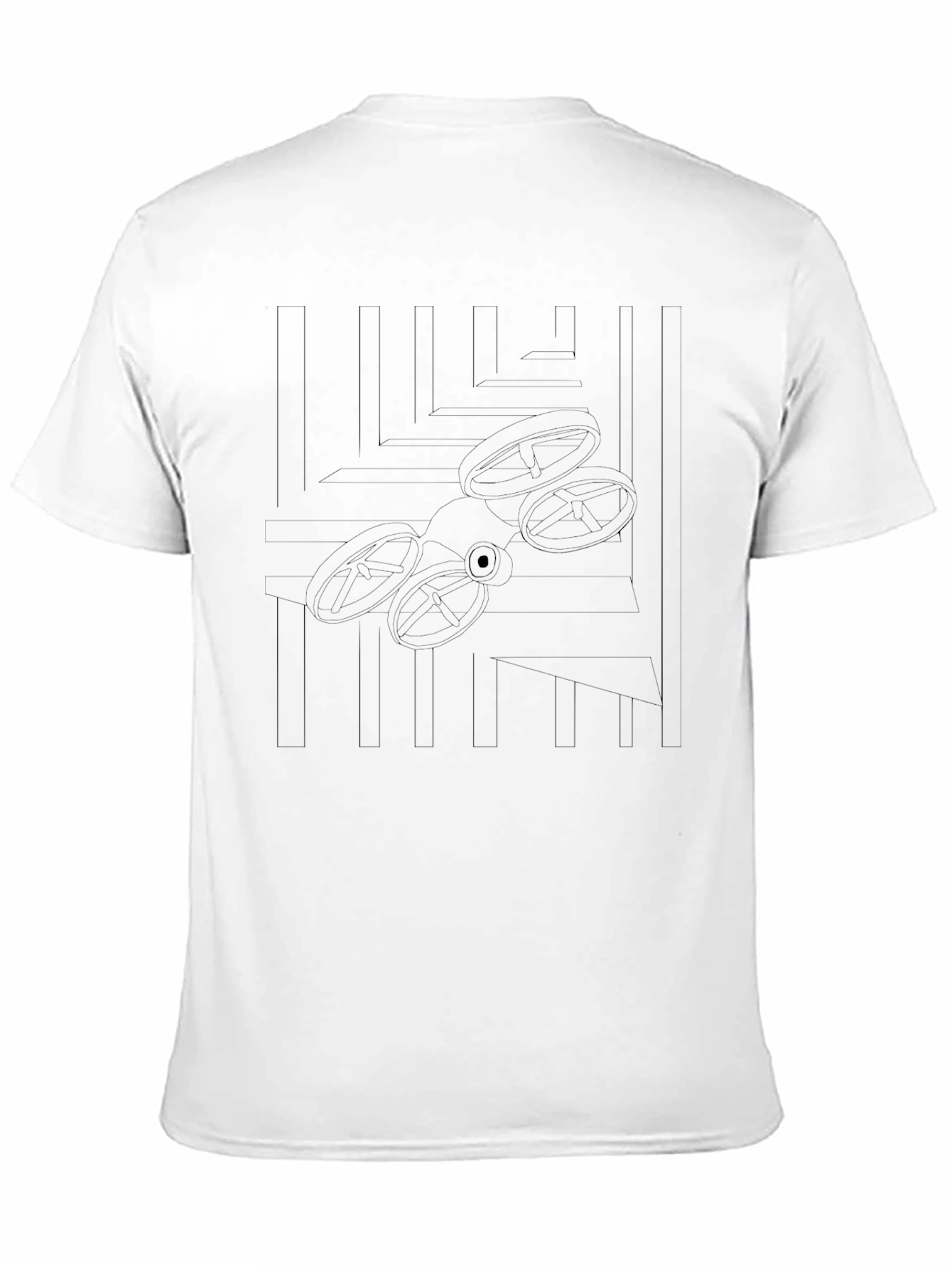 Geometric Drone Design Black T-Shirt