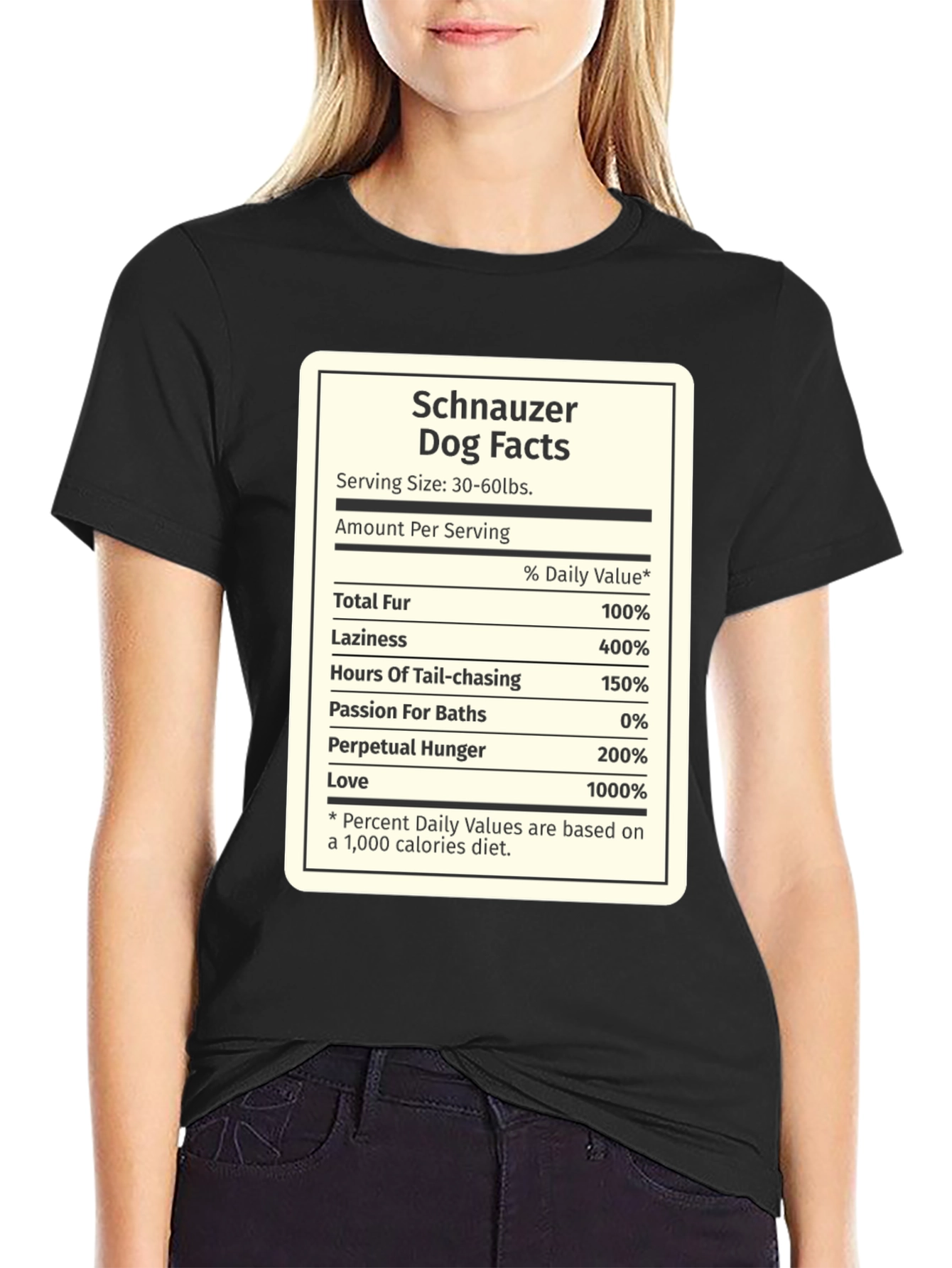 Schnauzer Nutrition Facts T-Shirt – Funny Dog Lover Tee