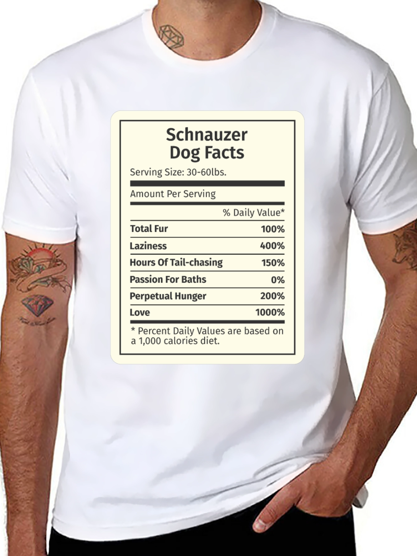 Schnauzer Nutrition Facts T-Shirt – Funny Dog Lover Tee