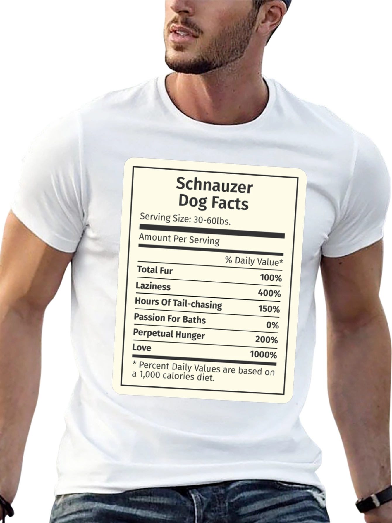 Schnauzer Nutrition Facts T-Shirt – Funny Dog Lover Tee