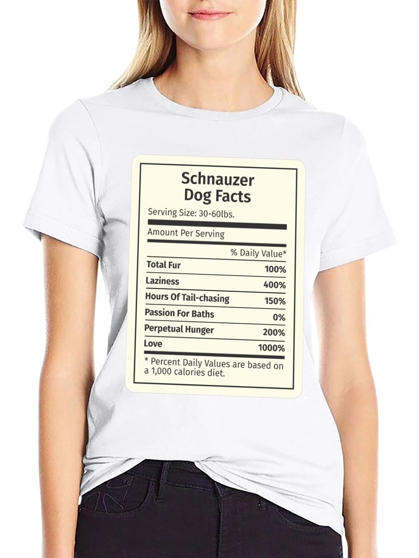 Schnauzer Nutrition Facts T-Shirt – Funny Dog Lover Tee