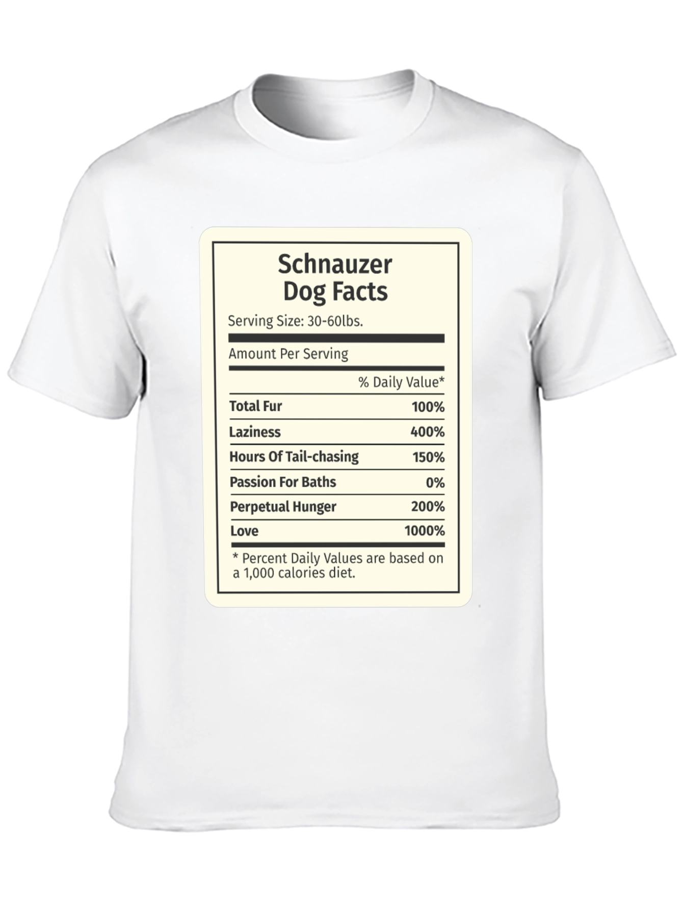 Schnauzer Nutrition Facts T-Shirt – Funny Dog Lover Tee