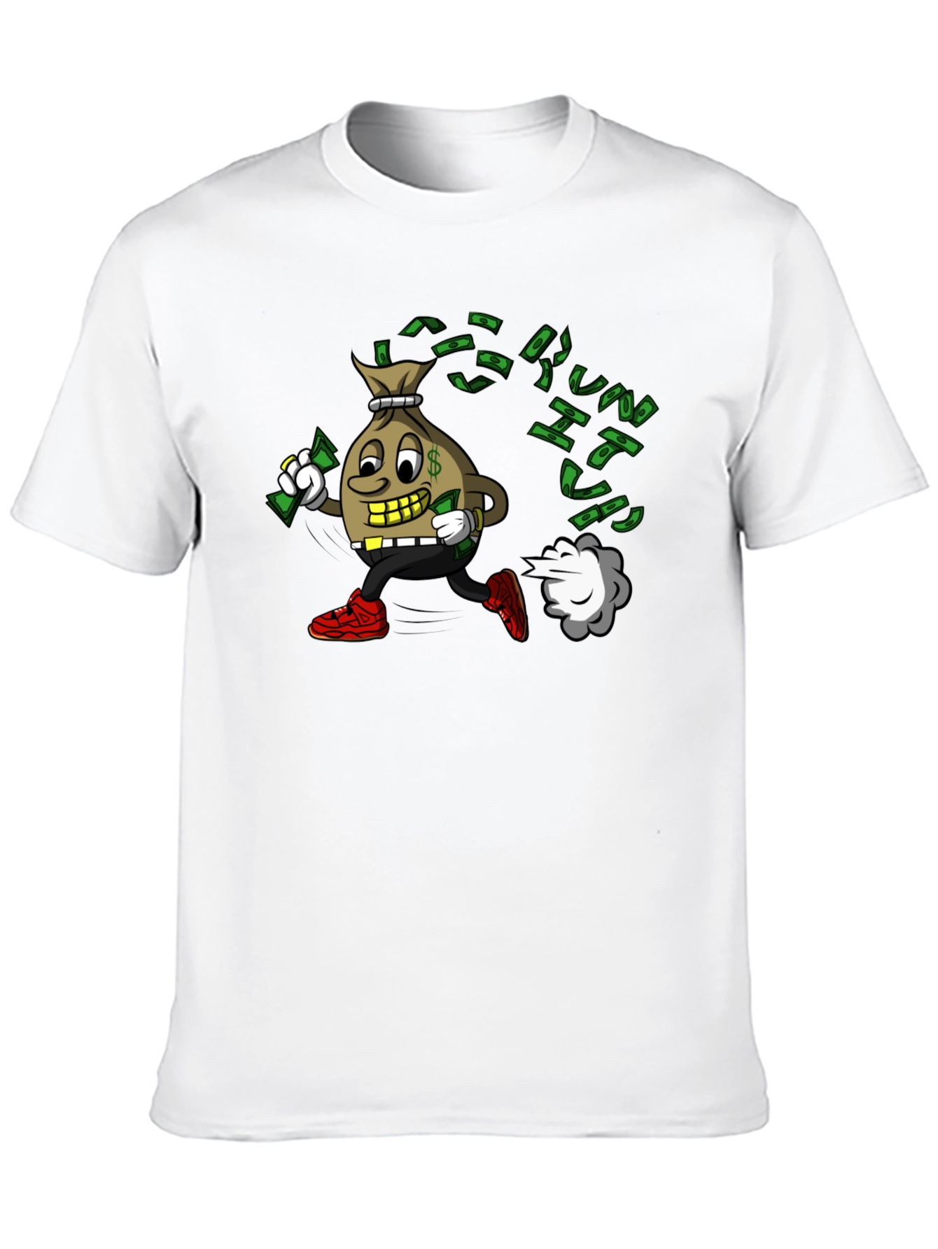 Money Bag Cartoon Graphic Black T-Shirt