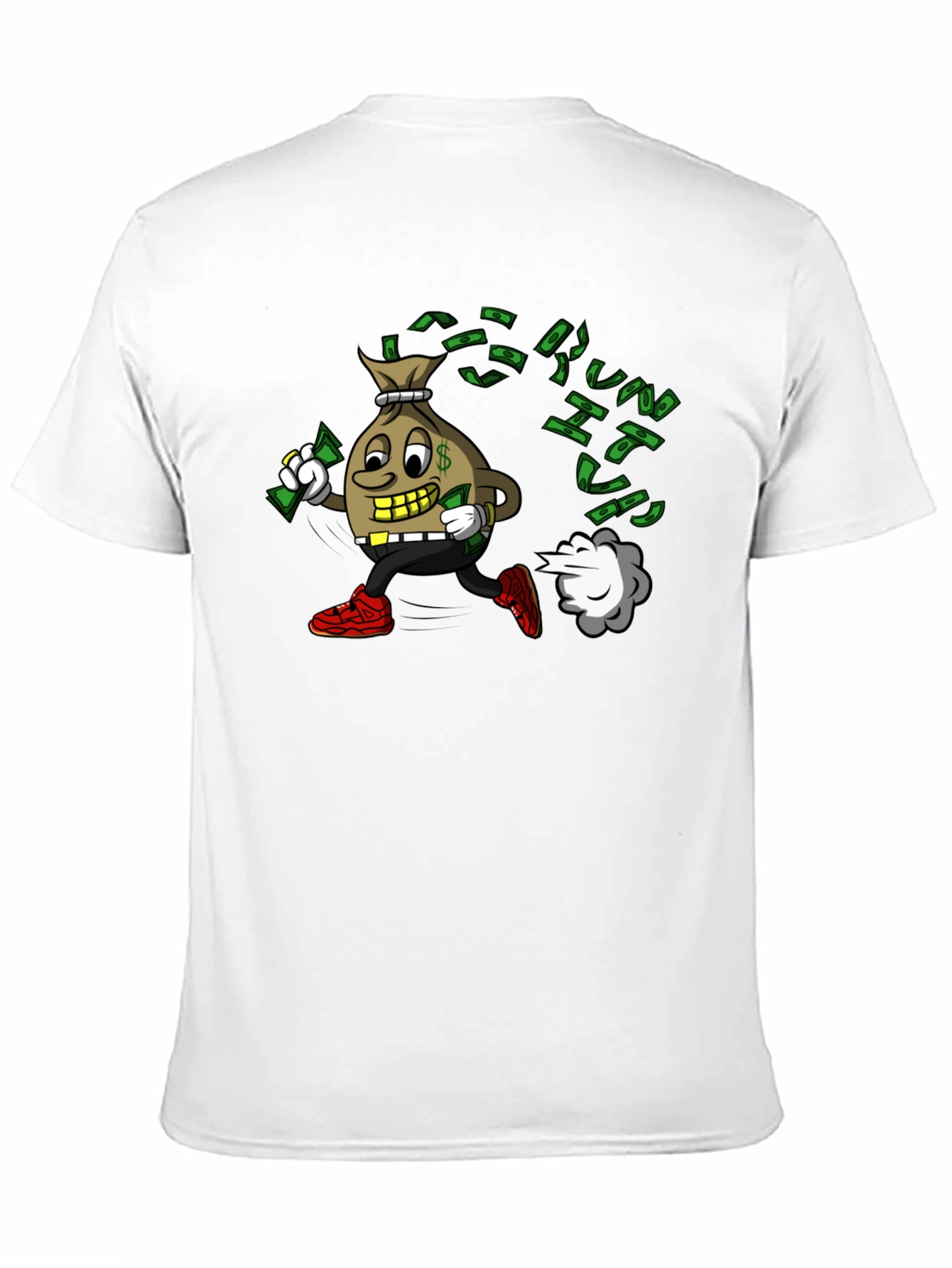 Money Bag Cartoon Graphic Black T-Shirt