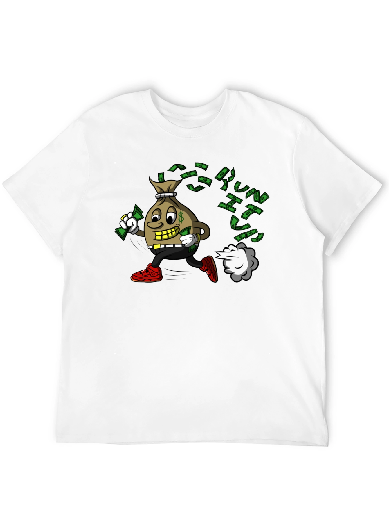 Money Bag Cartoon Graphic Black T-Shirt