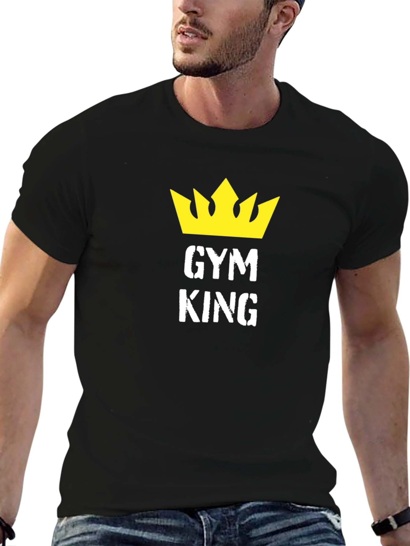 Gym King Black T-Shirt with Crown Graphic