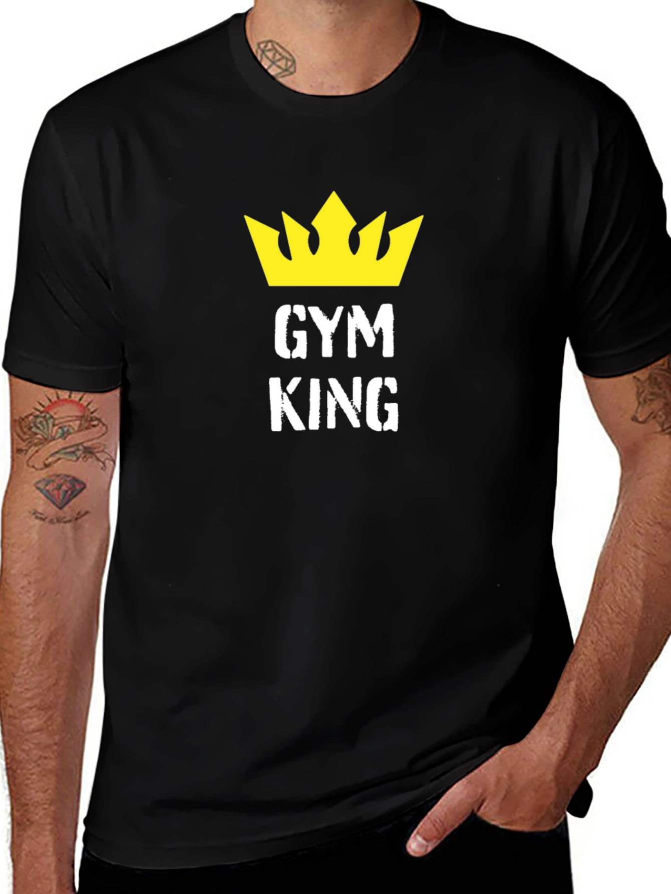 Gym King Black T-Shirt with Crown Graphic