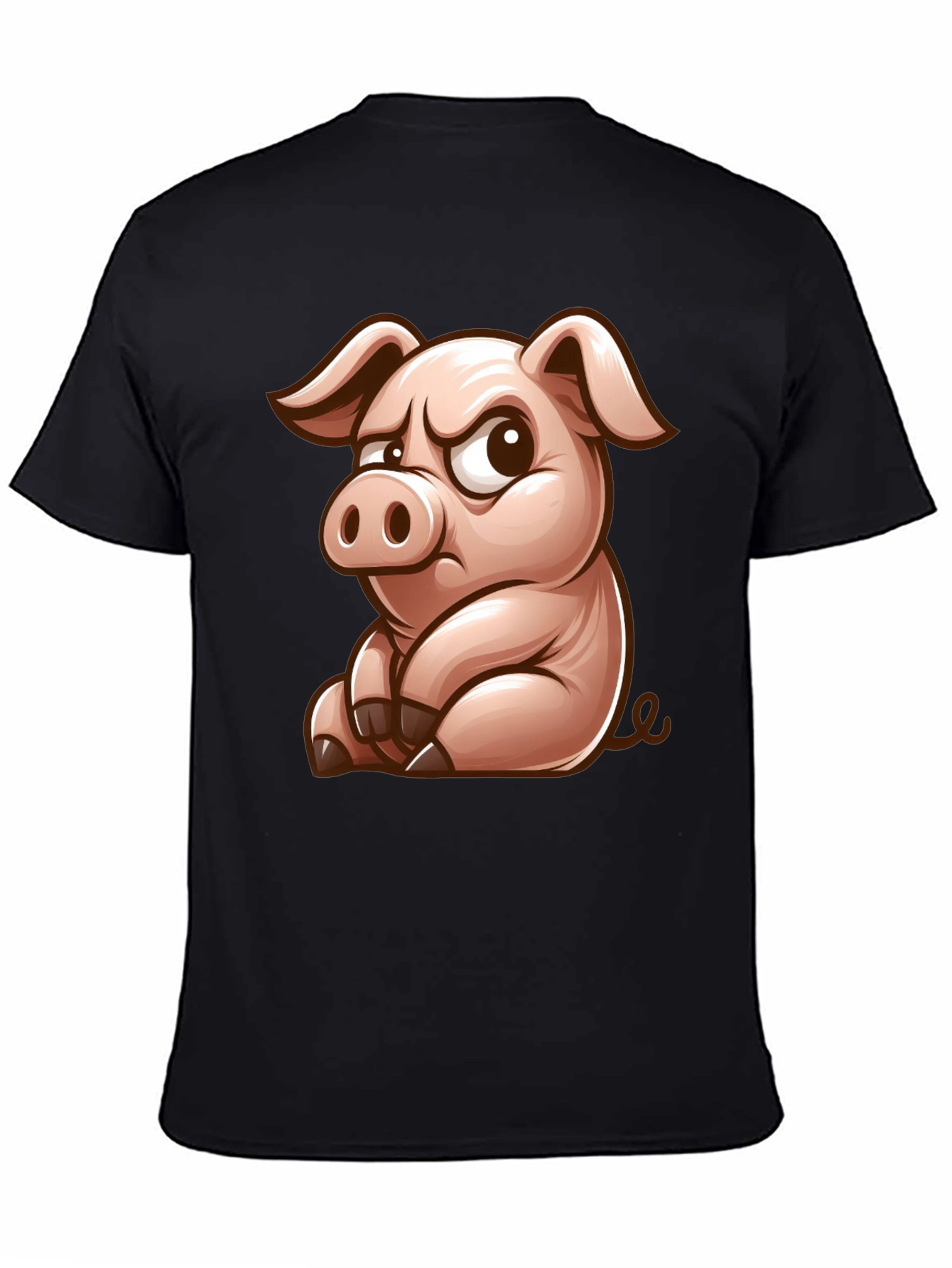 Grumpy Pig Graphic T-Shirt - Funny Cartoon Pig Tee