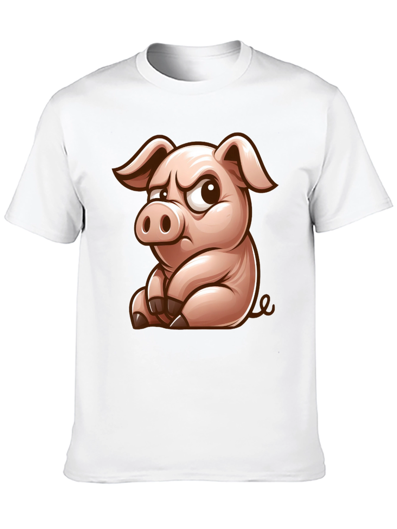 Grumpy Pig Graphic T-Shirt - Funny Cartoon Pig Tee