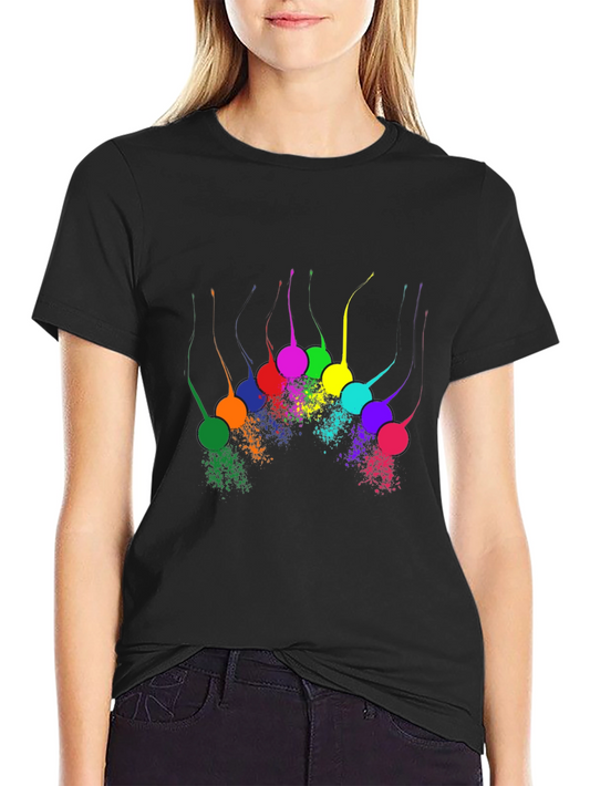 Abstract Splatter Print Black T-Shirt