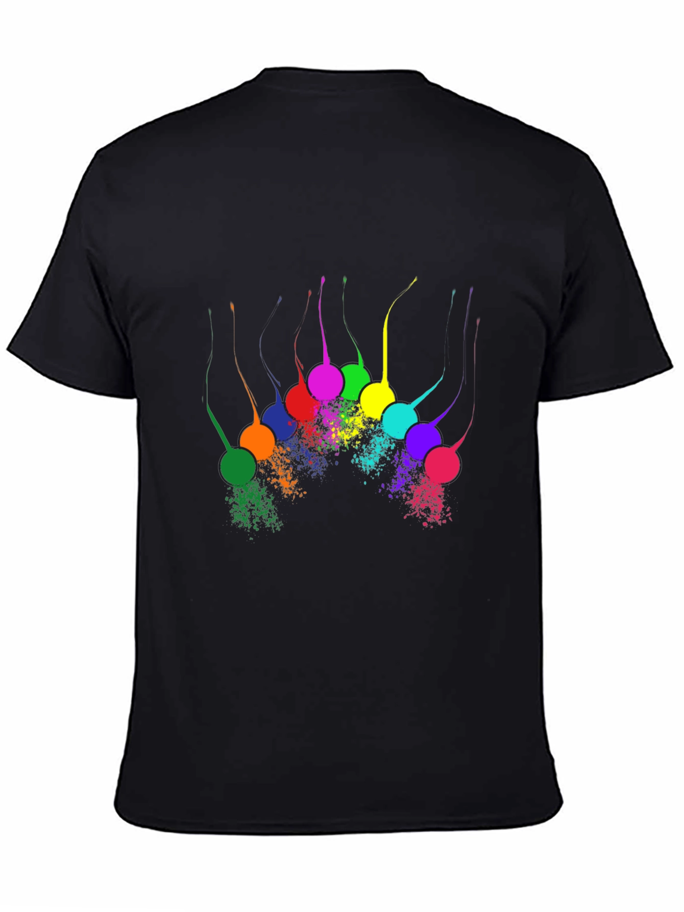 Abstract Splatter Print Black T-Shirt