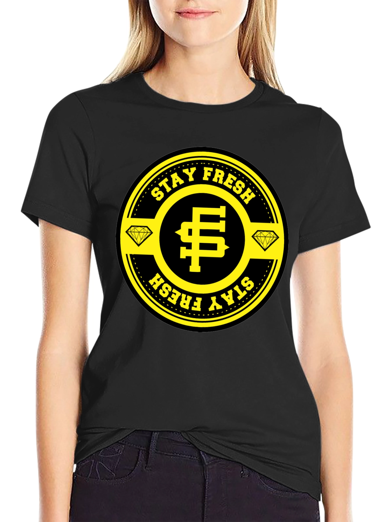 Stay Fresh Black T-Shirt - Diamond Edition