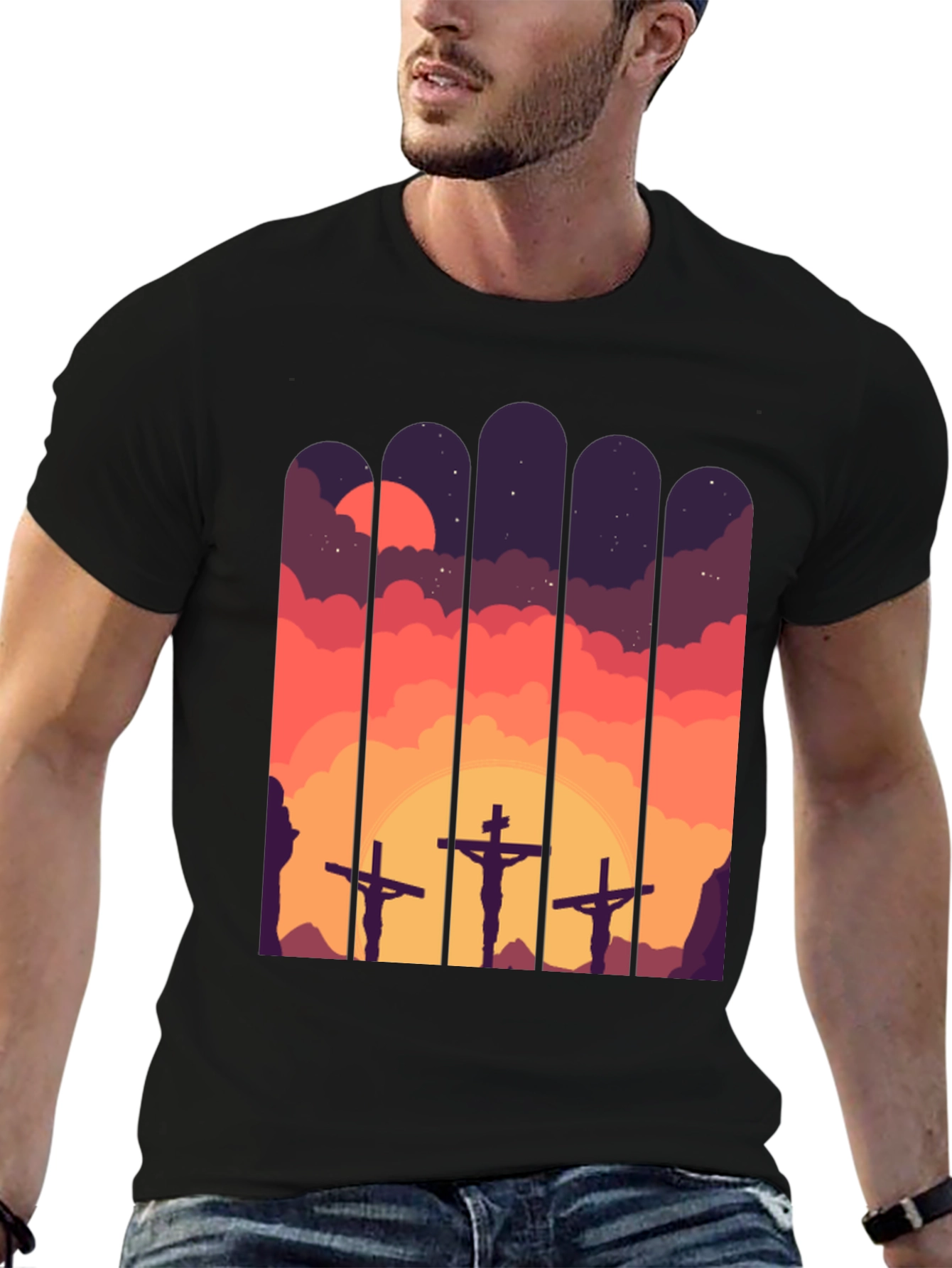 Calvary Cross T-Shirt - Sunset Scene