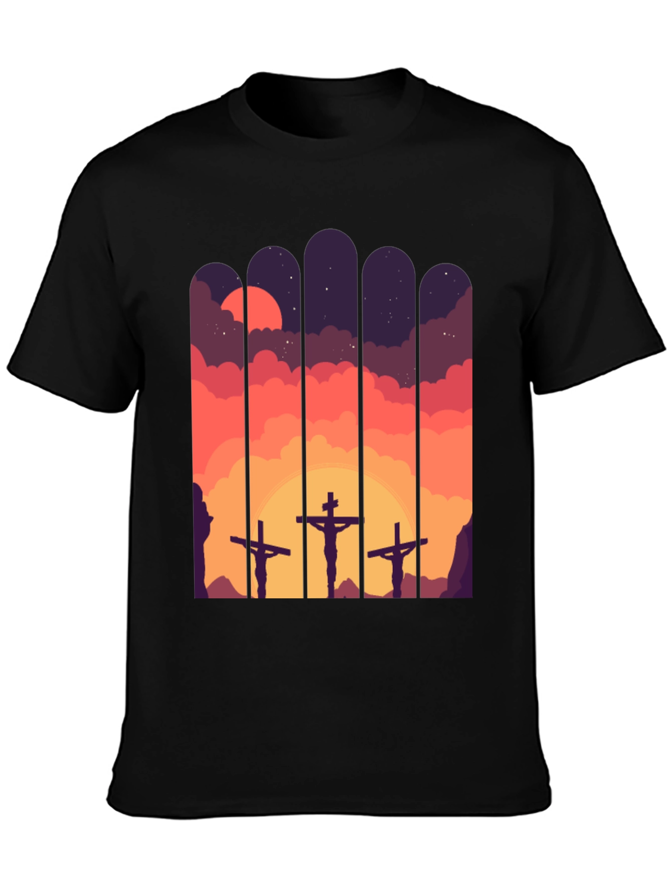 Calvary Cross T-Shirt - Sunset Scene