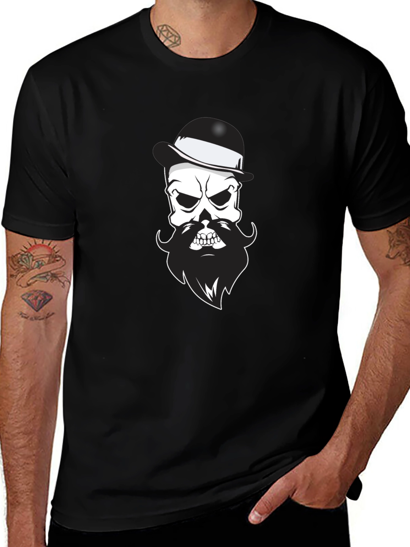 Bearded Skull T-Shirt - Mens Black Graphic Tee