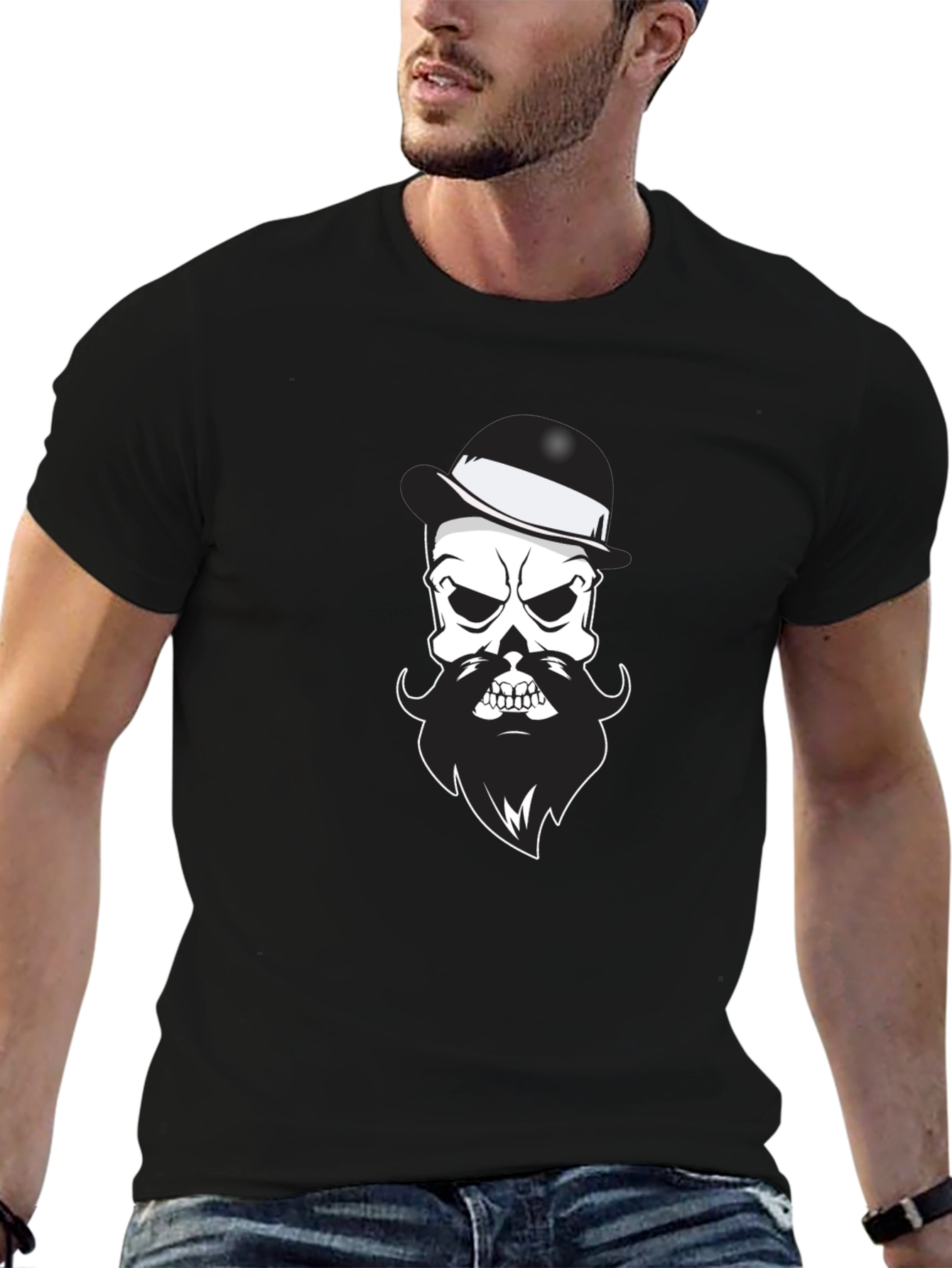 Bearded Skull T-Shirt - Mens Black Graphic Tee