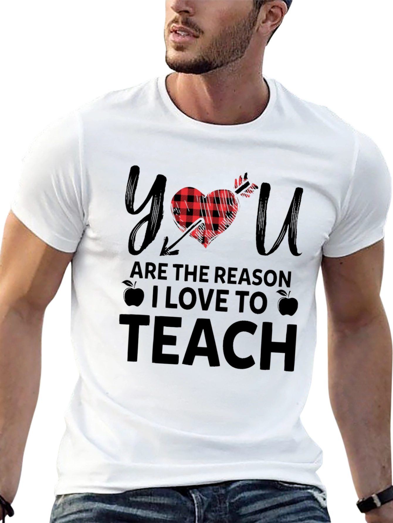 Teacher Appreciation Buffalo Plaid Heart T-Shirt