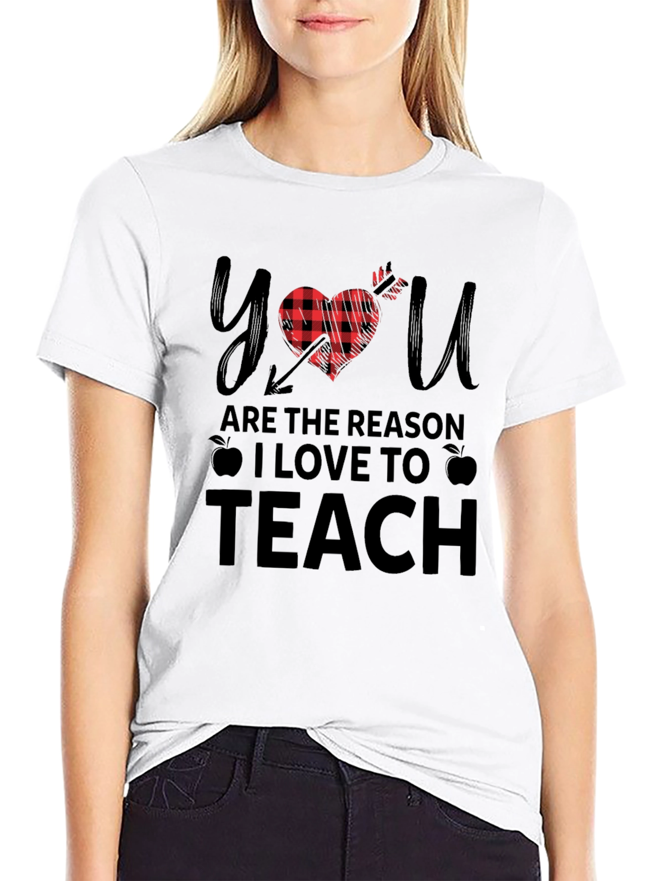 Teacher Appreciation Buffalo Plaid Heart T-Shirt