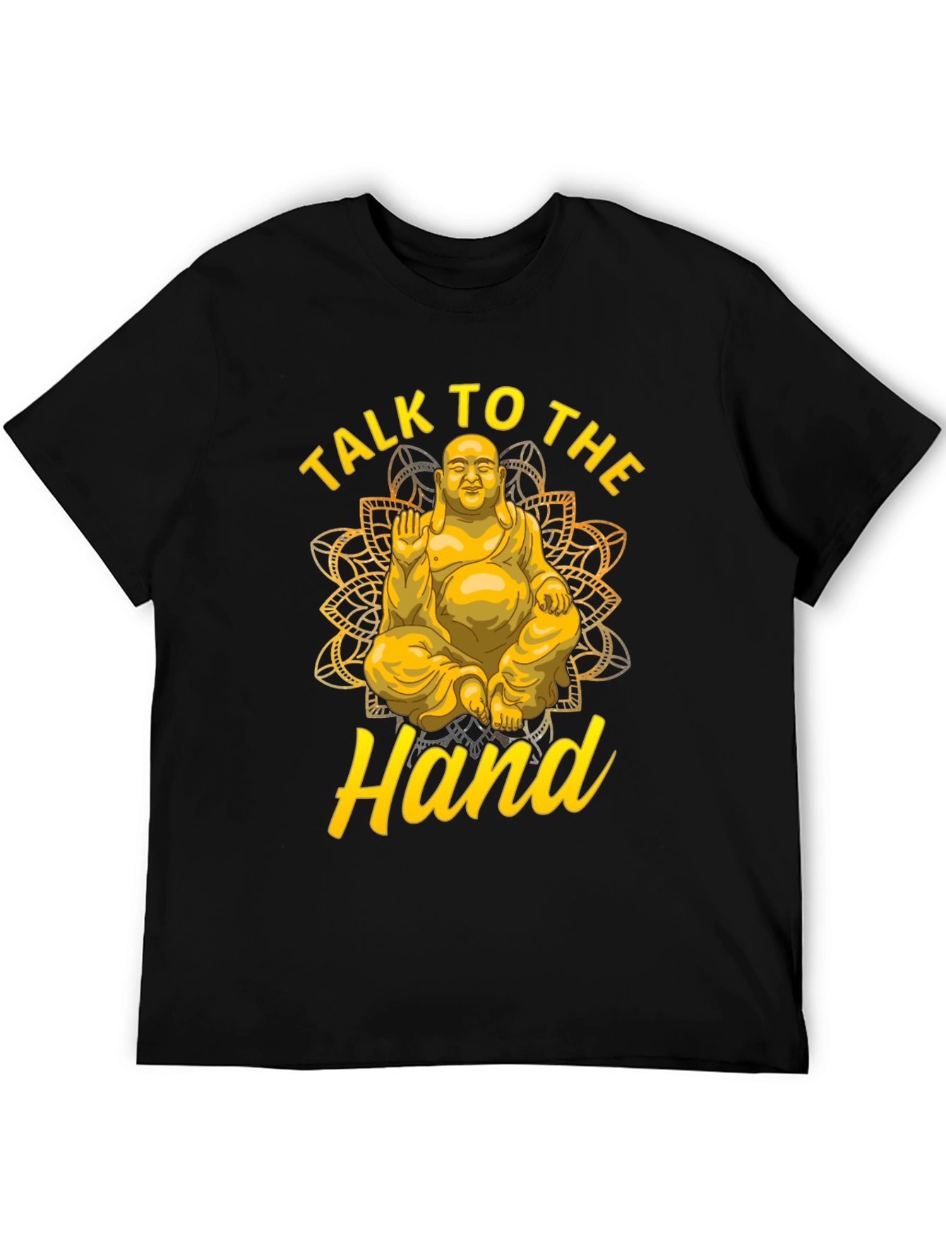 Talk To The Hand Buddha Graphic Tee - Black