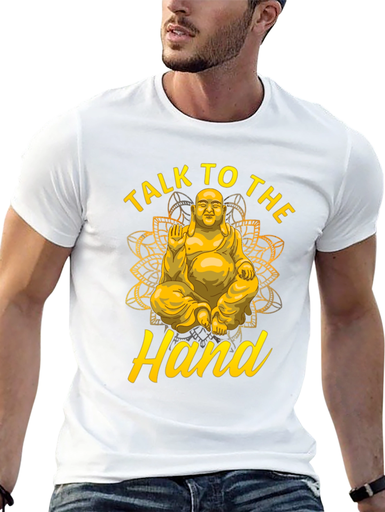 Talk To The Hand Buddha Graphic Tee - Black