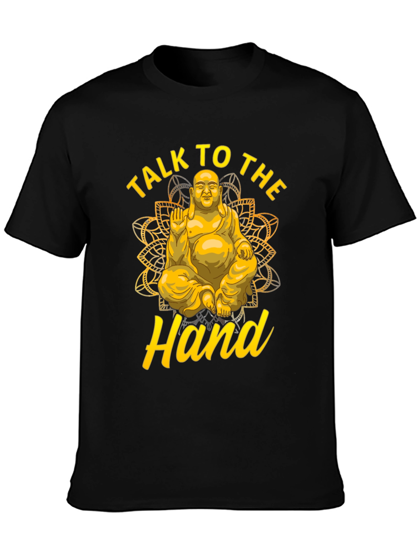 Talk To The Hand Buddha Graphic Tee - Black