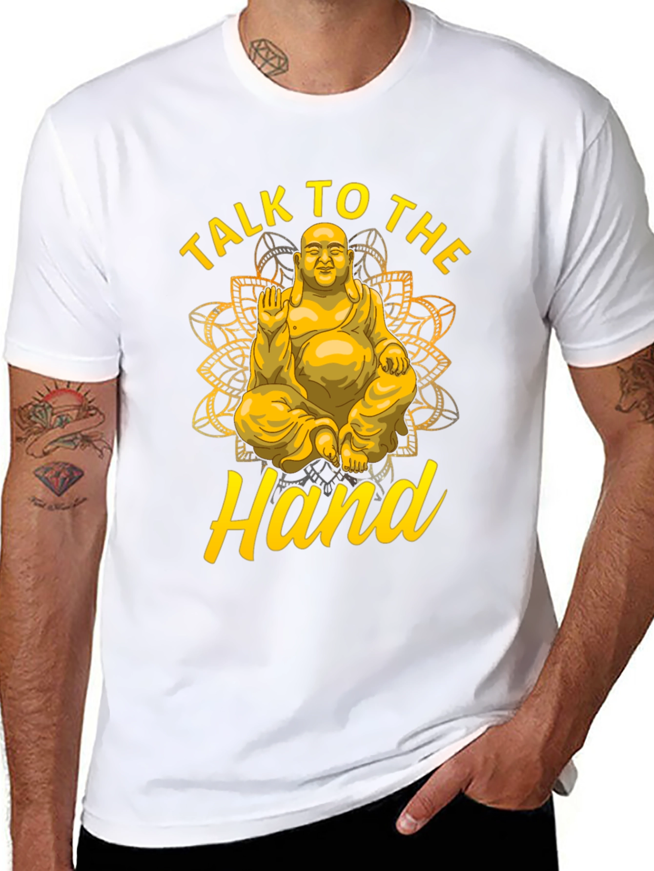 Talk To The Hand Buddha Graphic Tee - Black