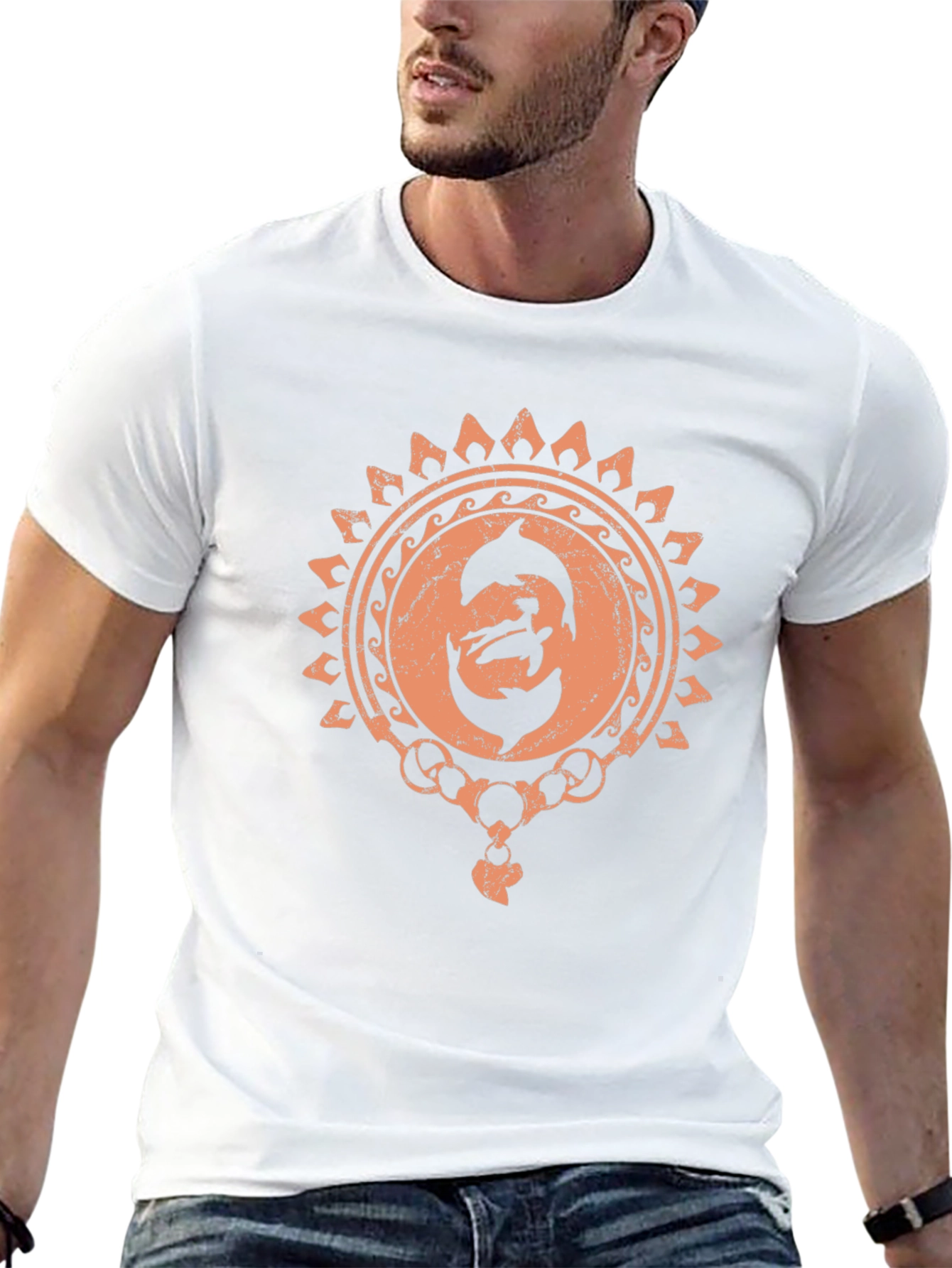 Dolphin Sun Graphic Black T-Shirt