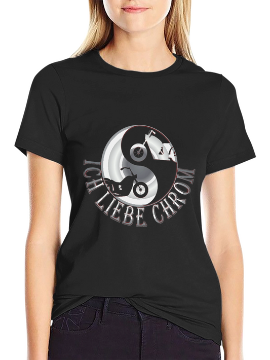 Ich Liebe Chrom Yin Yang Motorcycle T-Shirt