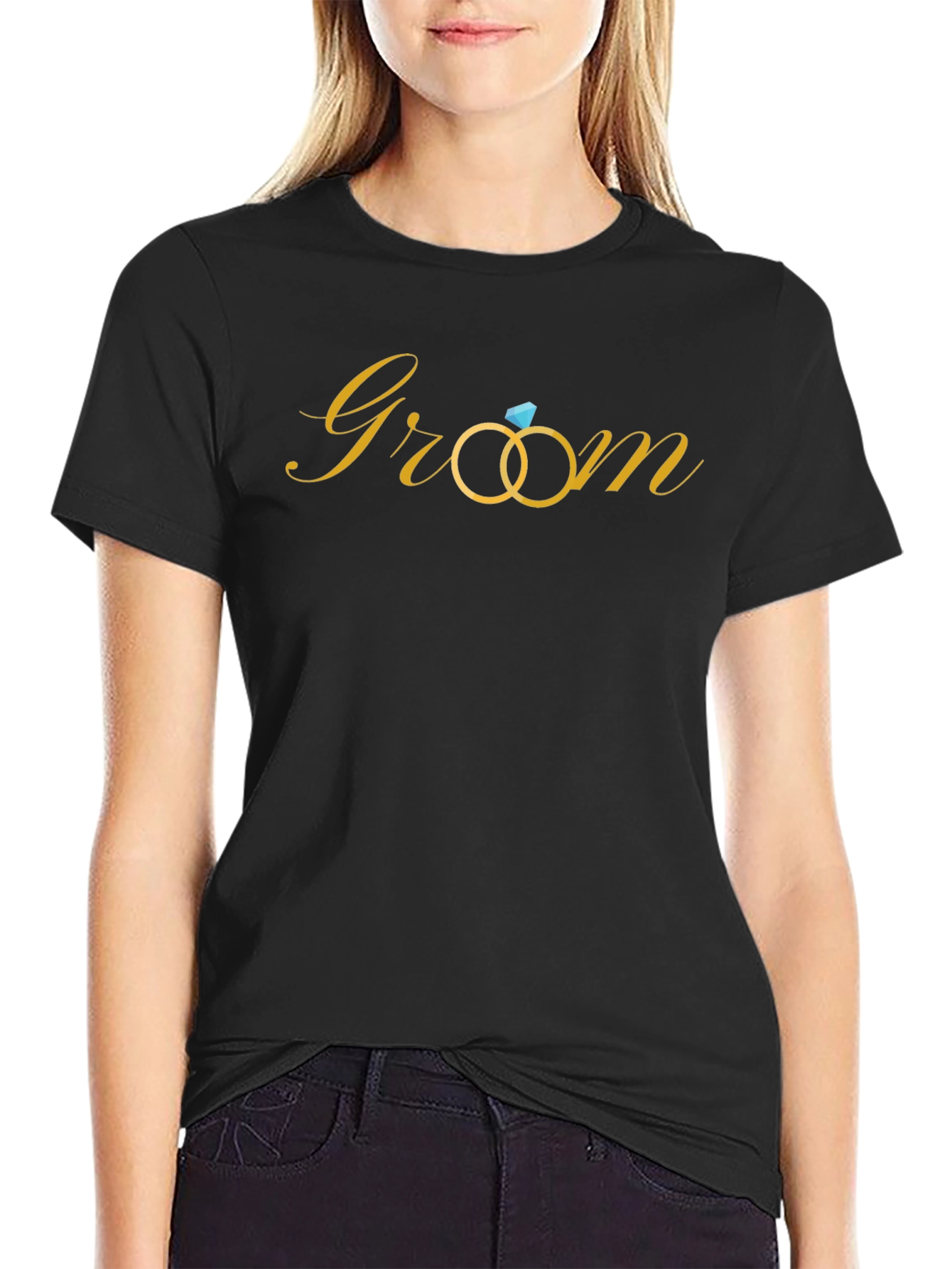 Groom Wedding T-Shirt - Gold Rings