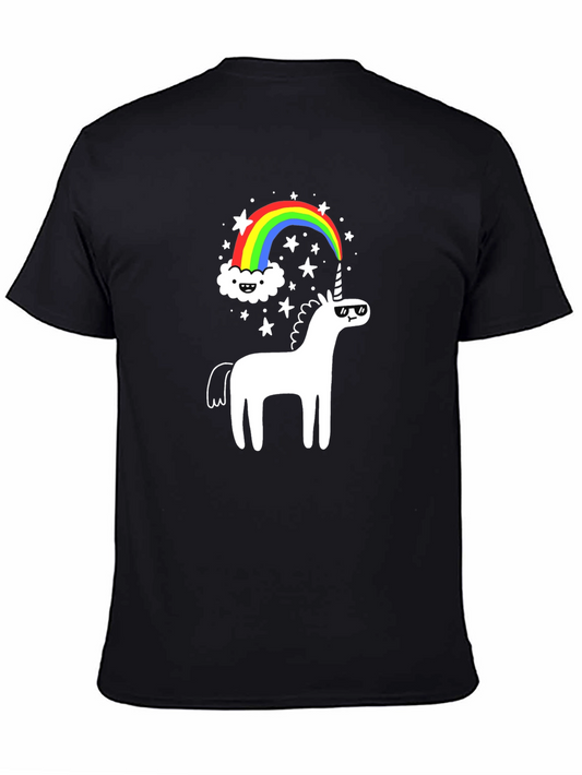 Unicorn Rainbow T-Shirt - Mens Black Tee