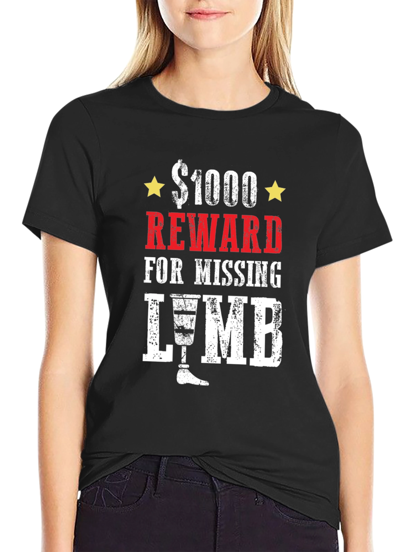 $1000 Reward Missing Limb Humor Graphic T-Shirt