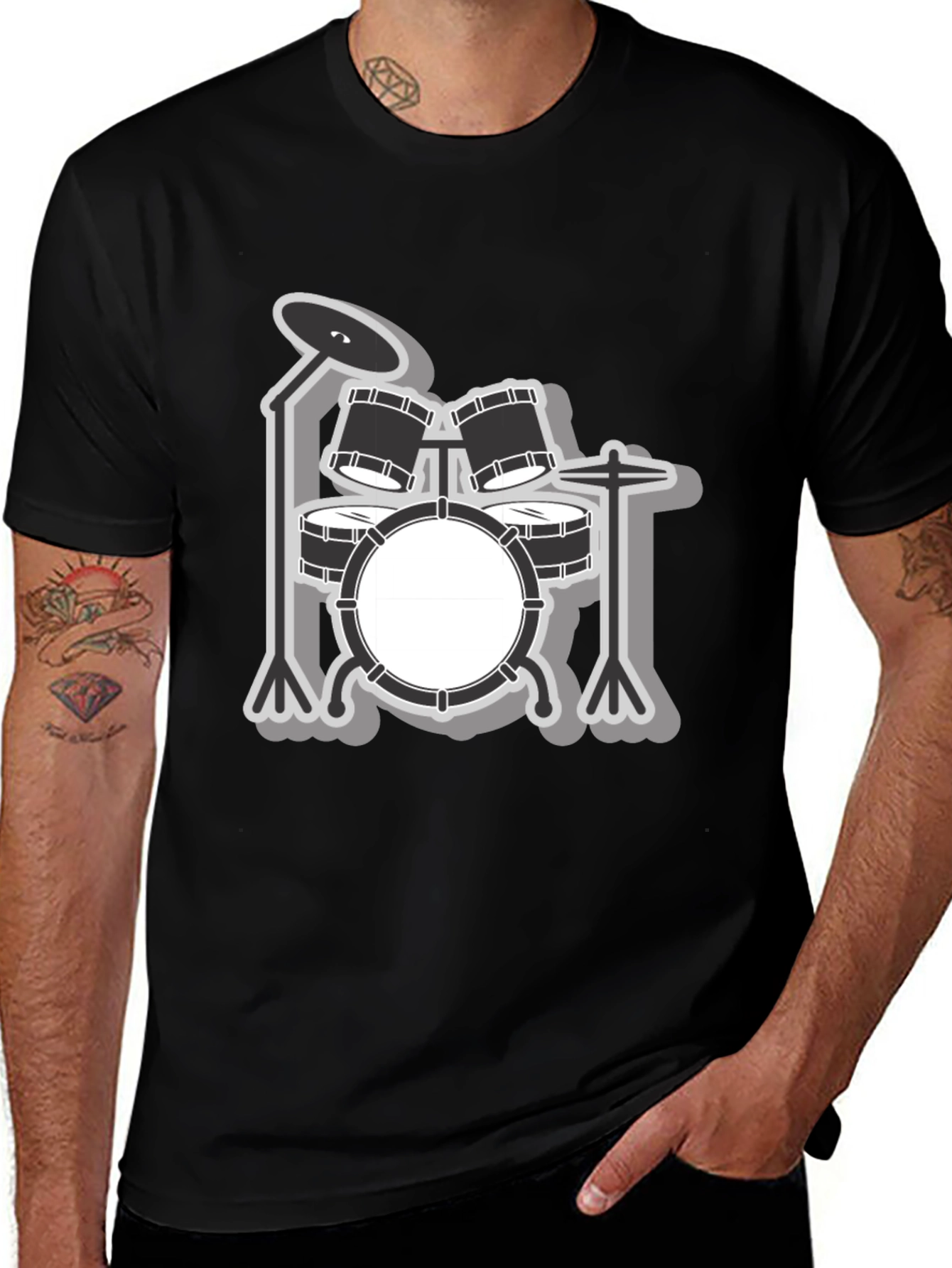 Drum Kit Graphic Tee - Music Lover Shirt