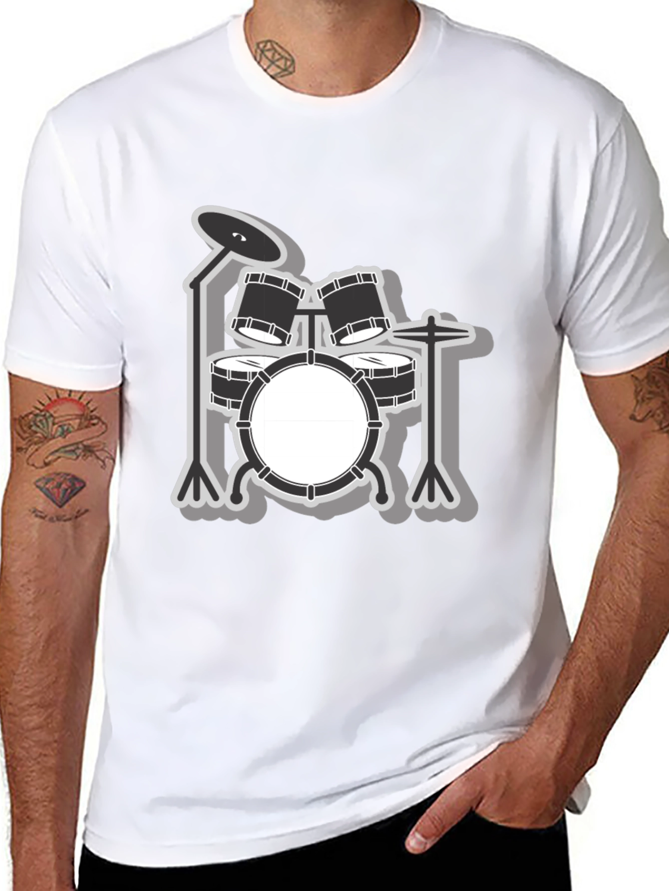 Drum Kit Graphic Tee - Music Lover Shirt