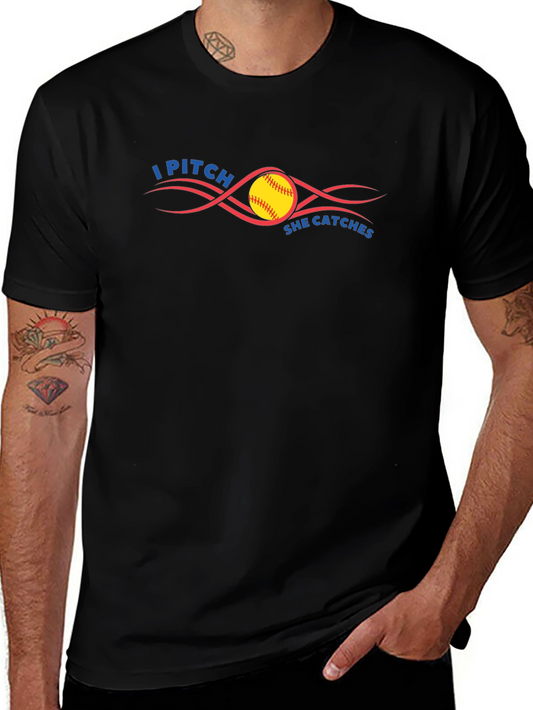 I Pitch She Catches Softball T-Shirt