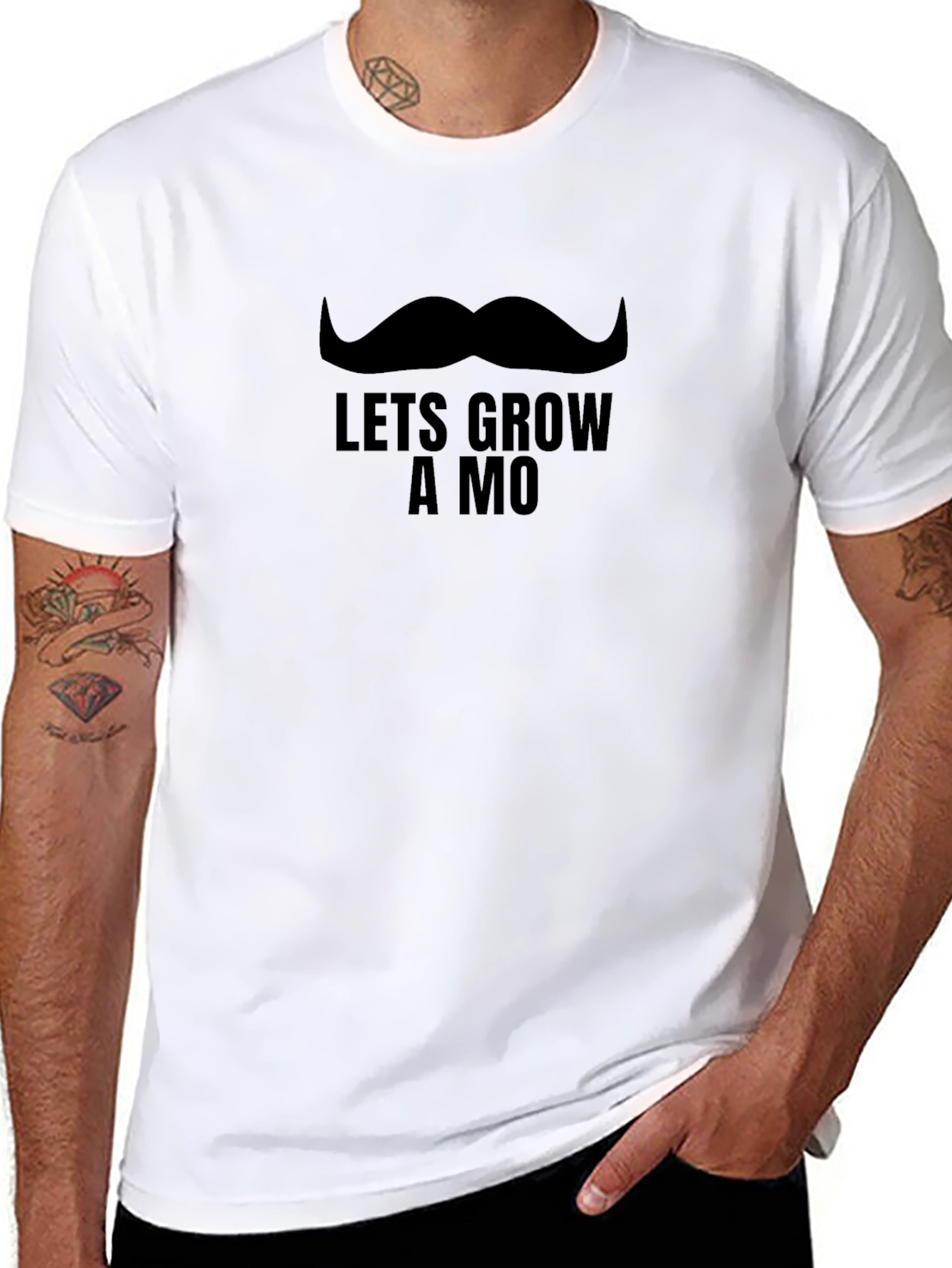 Lets Grow a Mo Mens Black T-Shirt